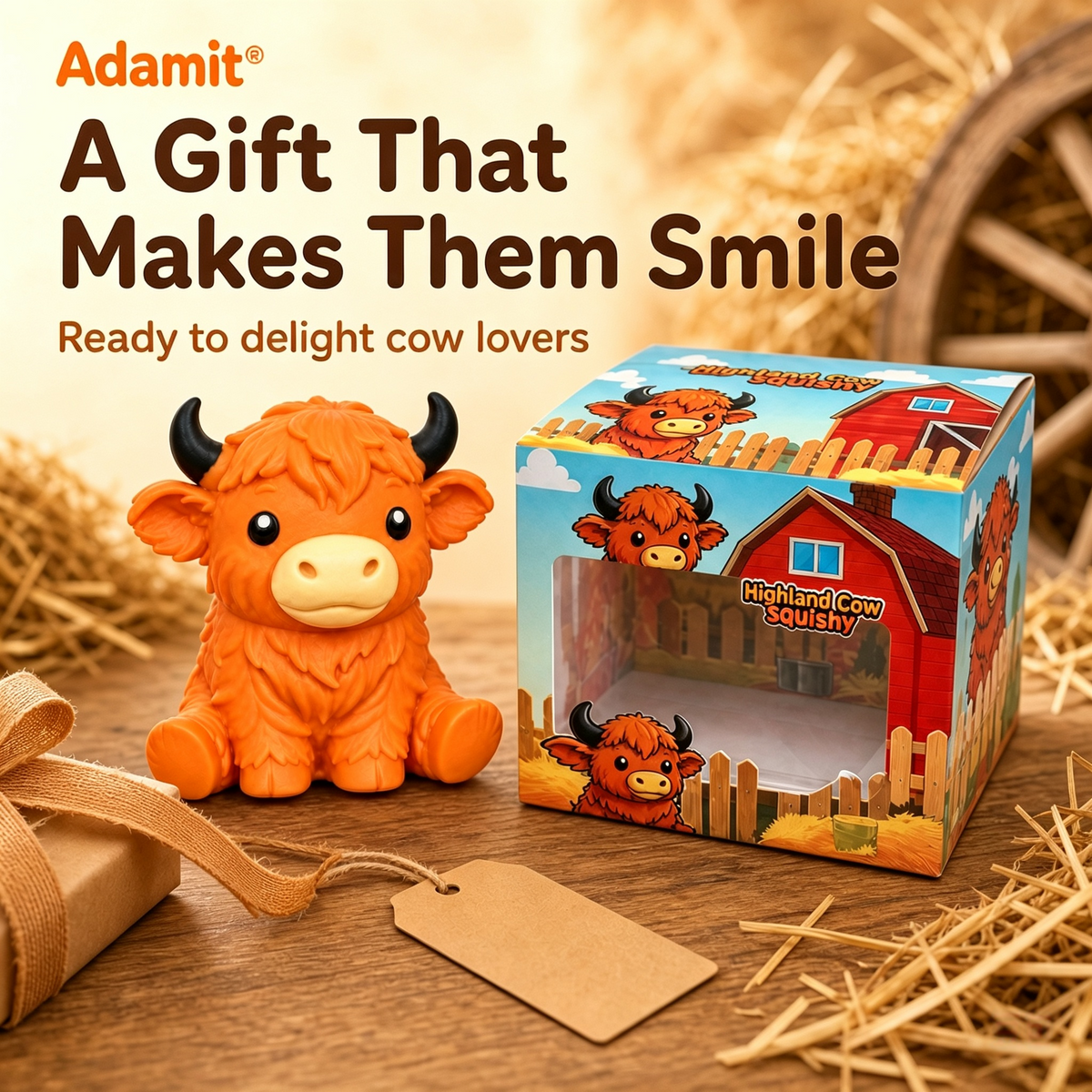 🔥Last Day 49% OFF - 🐮 Highland Cow Squishy – Squeeze, Relax & Smile! 🧡