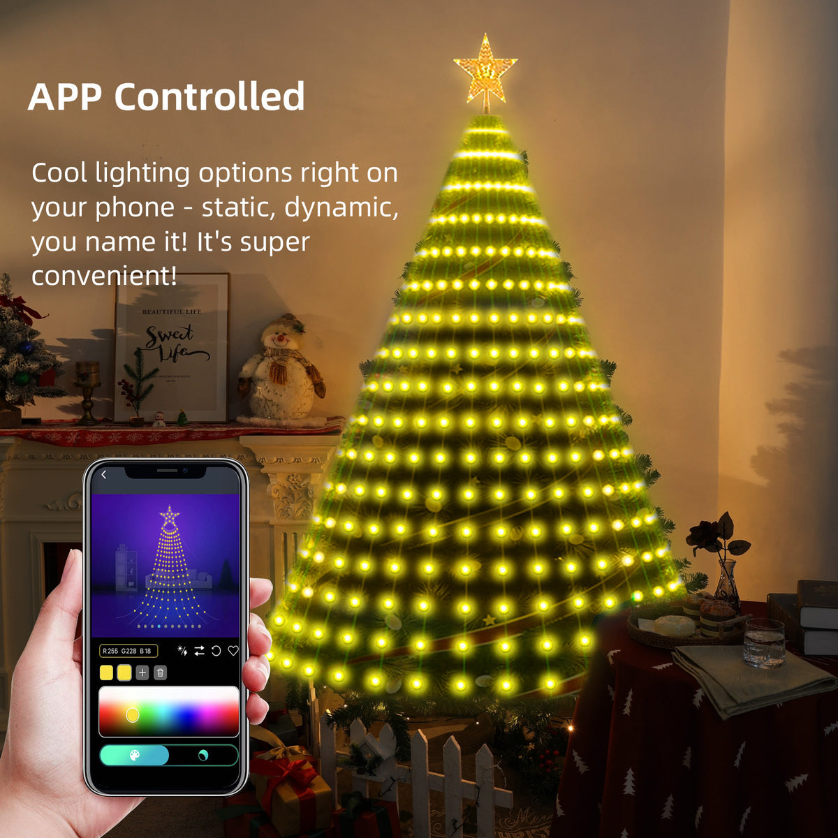 ✨Free shipping to your door✨Smart Christmas Tree Lights – App-Controlled Color Effects