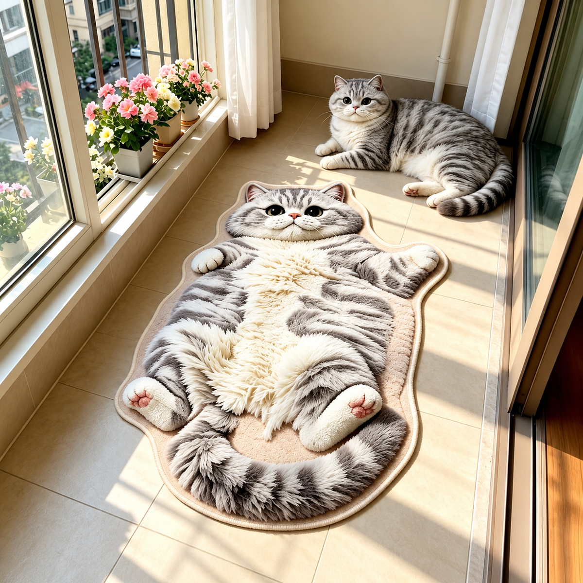 ✨Last Day 50% OFF✨Chubby Tabby Cat Shaped Rug 🐱🤎