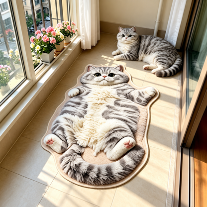 ✨Last Day 50% OFF✨Chubby Tabby Cat Shaped Rug 🐱🤎