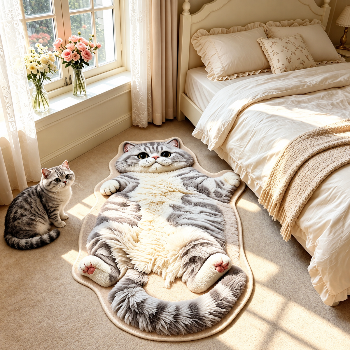 ✨Last Day 50% OFF✨Chubby Tabby Cat Shaped Rug 🐱🤎