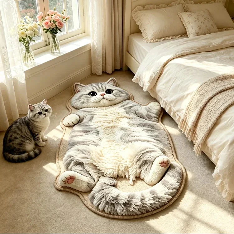 ✨Last Day 50% OFF✨Chubby Tabby Cat Shaped Rug 🐱🤎