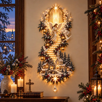 Jesus Light of Heaven Christmas Wall Hanging - Angel design